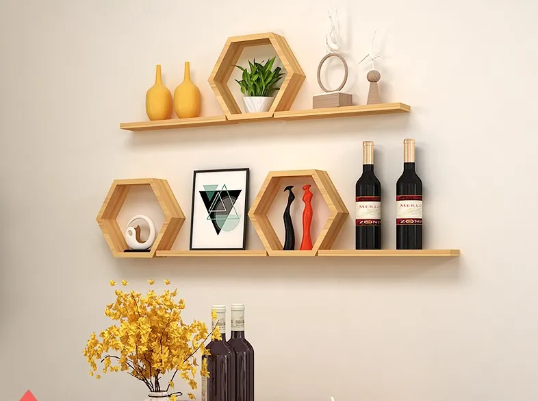 Nordic modern furniture Fixed Wall Floating Wall Mount Commercial Floating Commodity Wooden Wall Shelf