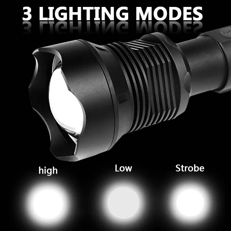 LED Flashlight Telescopic Dimming XPH70 Flashlight Rechargeable Battery ZOOM Flashlight Emergency Aluminum Alloy 90 30000 36000 factory