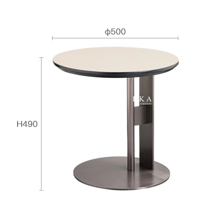 product nordic luxury modern style home furniture stainless steel base round side table corner coffee tables with leather top-64