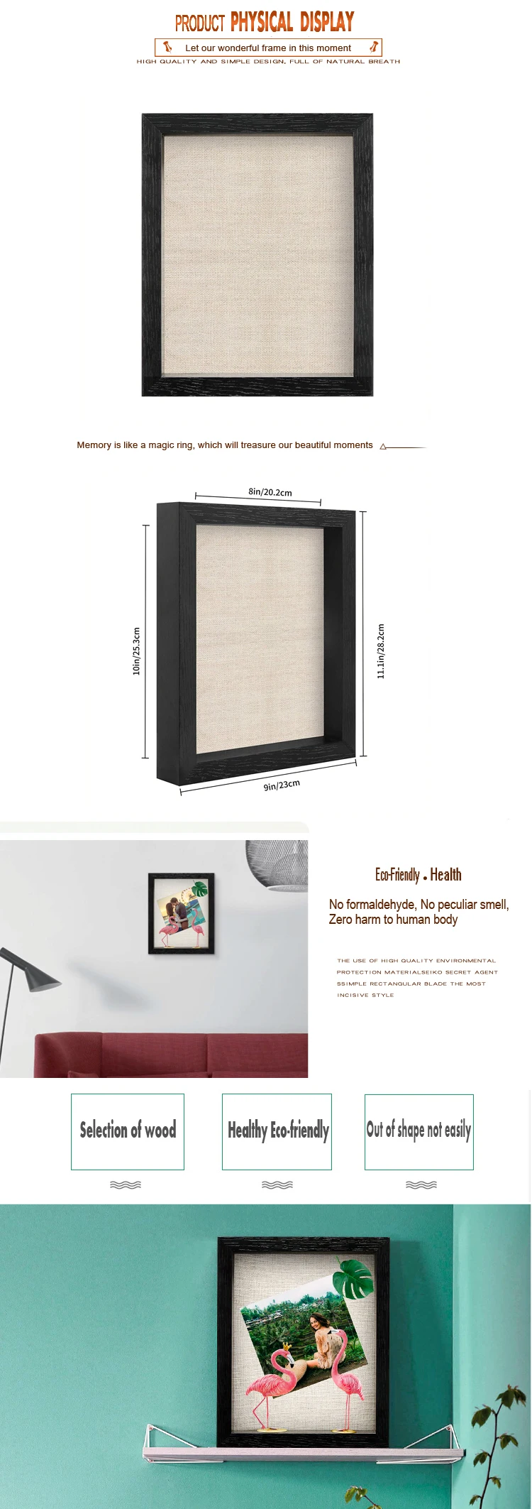 Wholesale High Quality Cheap Price Decorative  Wood Shadow Box Frame