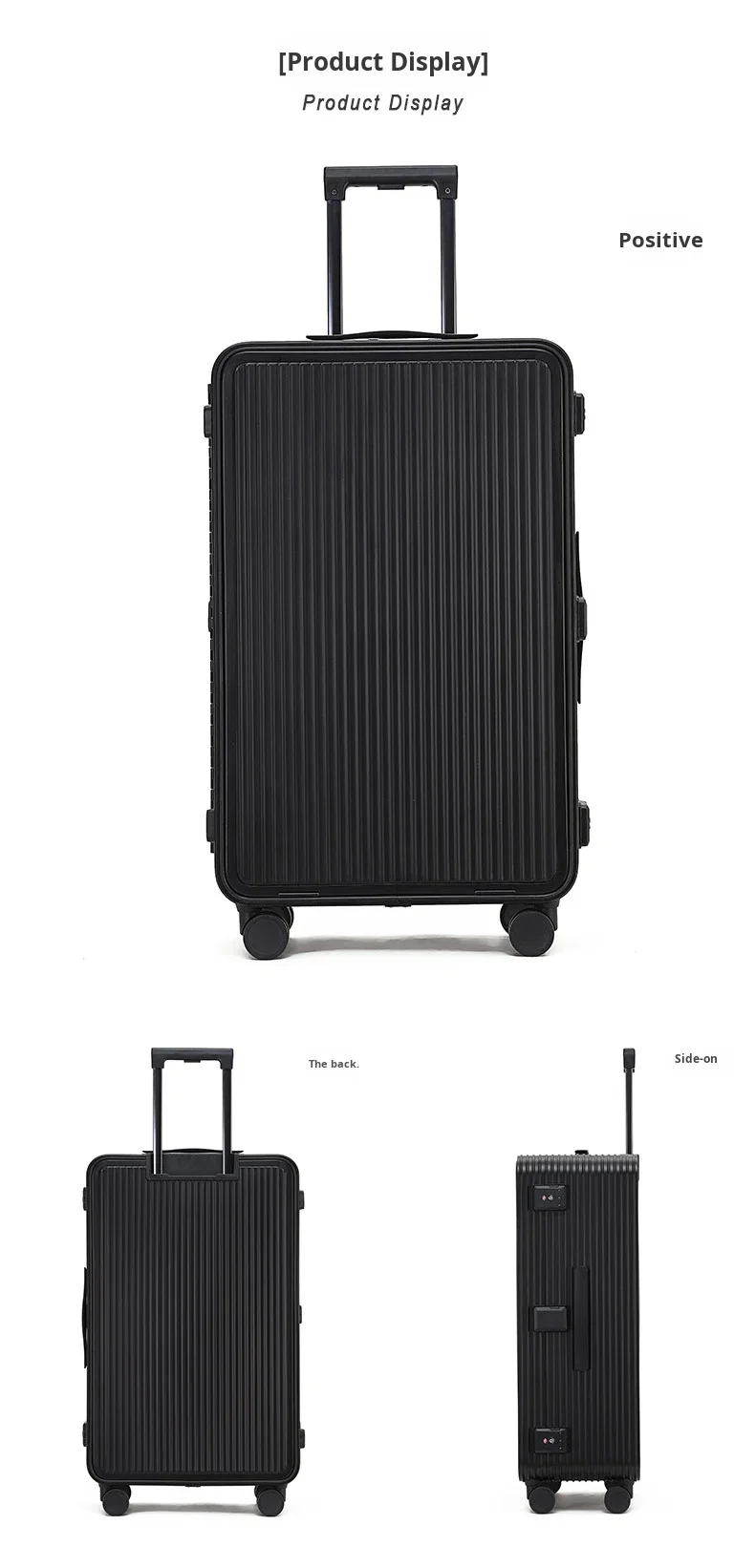 product full aluminum luggage spinner trolley case 20 24 30 inch unisex front opening waterproof anti theft tsa lock suitcase business-16