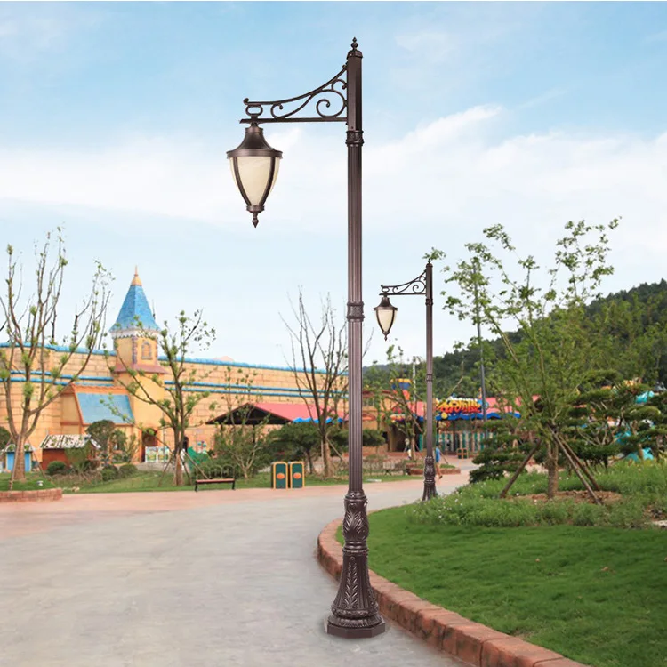 2m 3m 4m garden street pathway post-top lighting antique cast iron lamp post with lamp on top