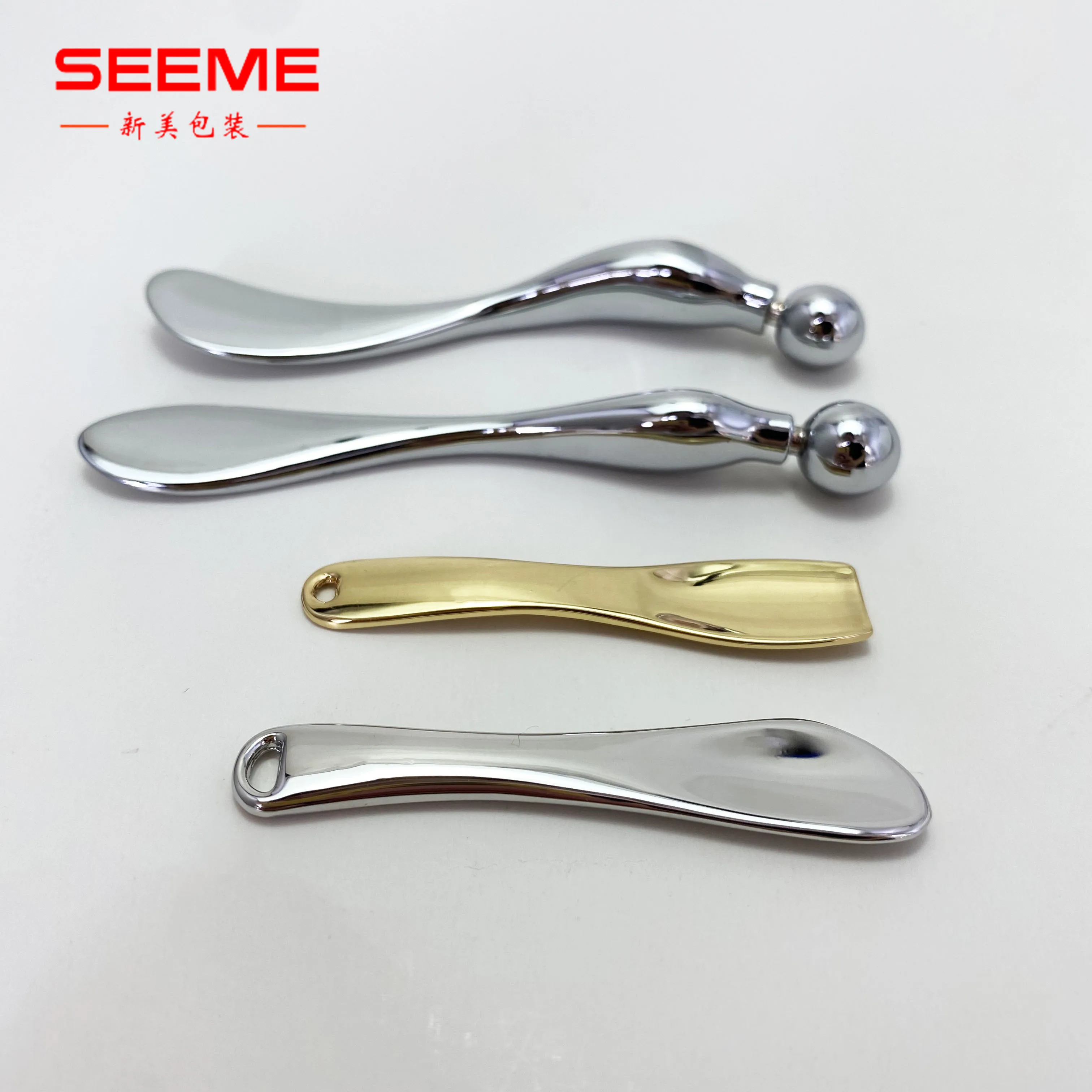 Silver Cosmetic Spatula Spoon Makeup Spatula Beauty Scoop Metal