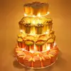 4 Tier Round Acrylic Cupcake Stand Clear Cake Dessert Display with LED String Lights Wedding Party Tree Tower