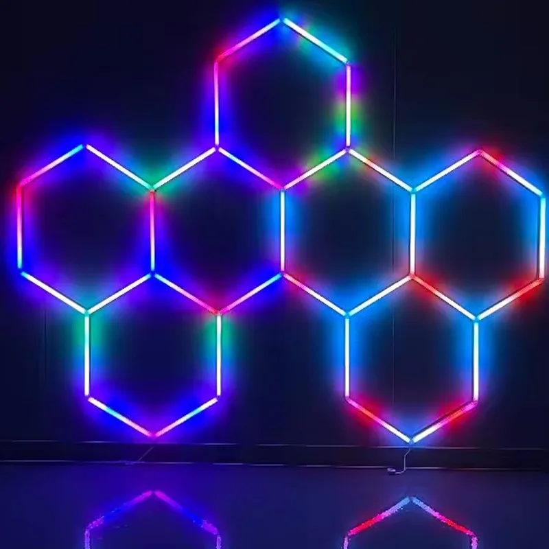 product new honeycomb aluminum wide voltage rgb led garage car beauty workstation light bar colorful atmosphere light-5