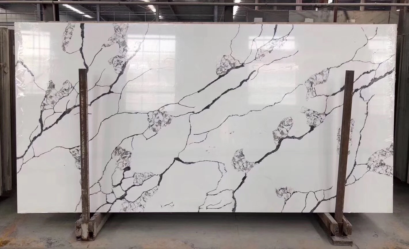 Grey Quartz Slabs for Countertops Kitchen Hotel Artificial Quartz Stone Sheet factory