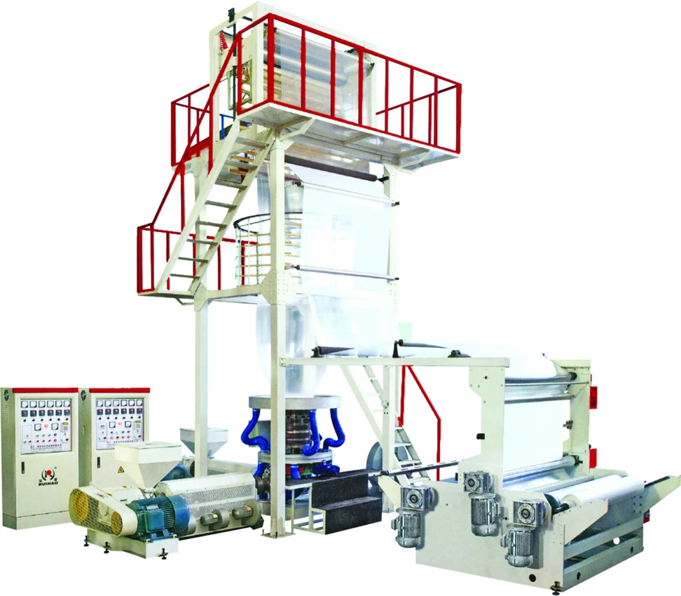 
3 layer 2 screw HDPE LDPE PLA PBAT biodegradable ABA plastic film blowing machine 