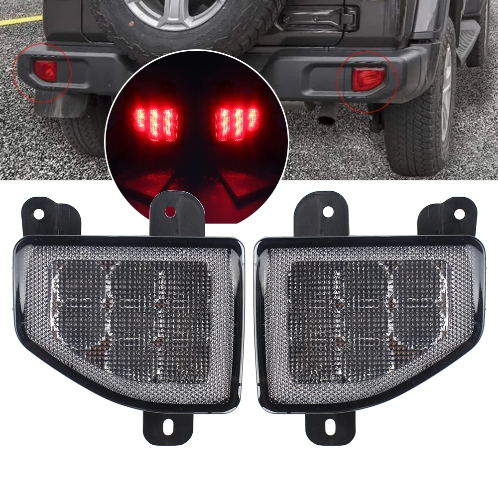 Compatible for Jeep Wrangler JL 2018 2019 LED Rear Bumper Reflector Fog Brake Tail Light