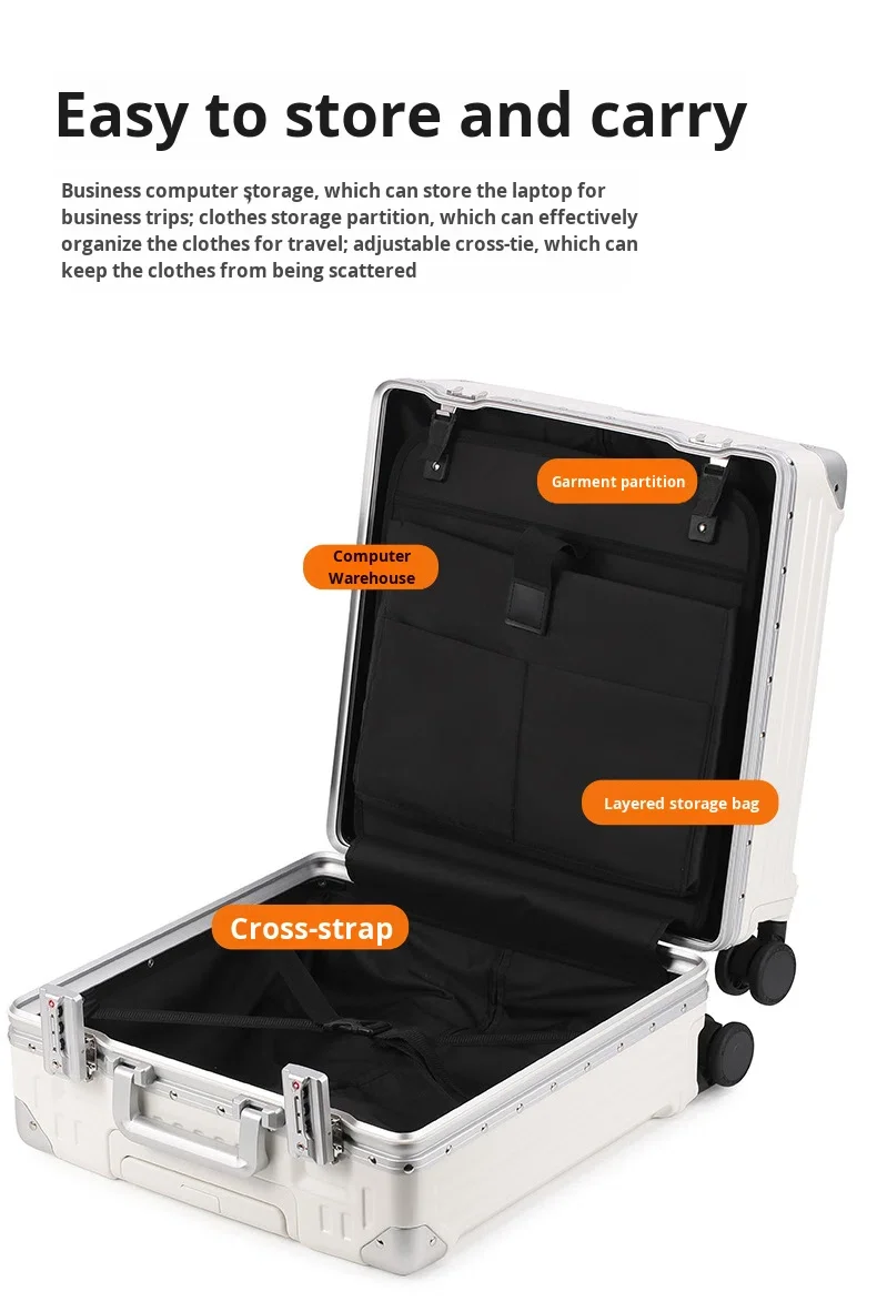 product hot sale unisex 18 inch computer luggage suitcase aluminum frame pc material with tsa lock cup holder and silent wheels-12