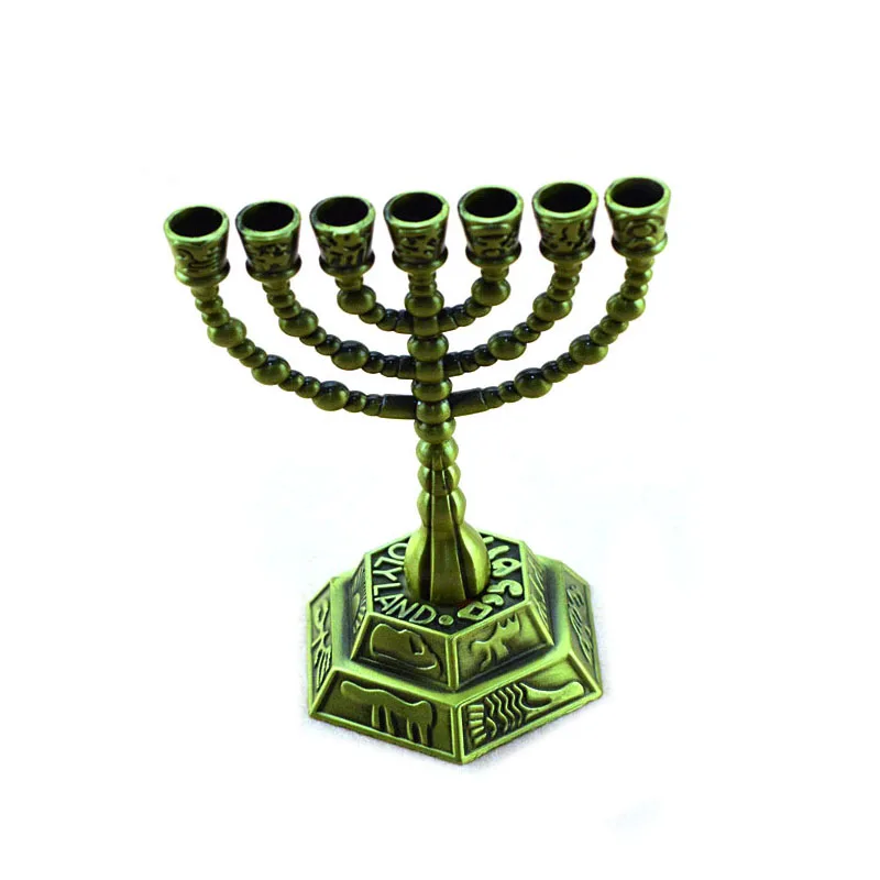 High Quality Israel Souvenir Gold Judaism Menorah Metal Candle Holder