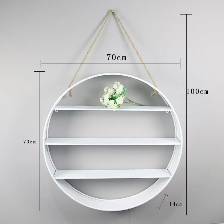 Modern Simple Hanging Round Creative Iron Floating Shelf Wall Decor