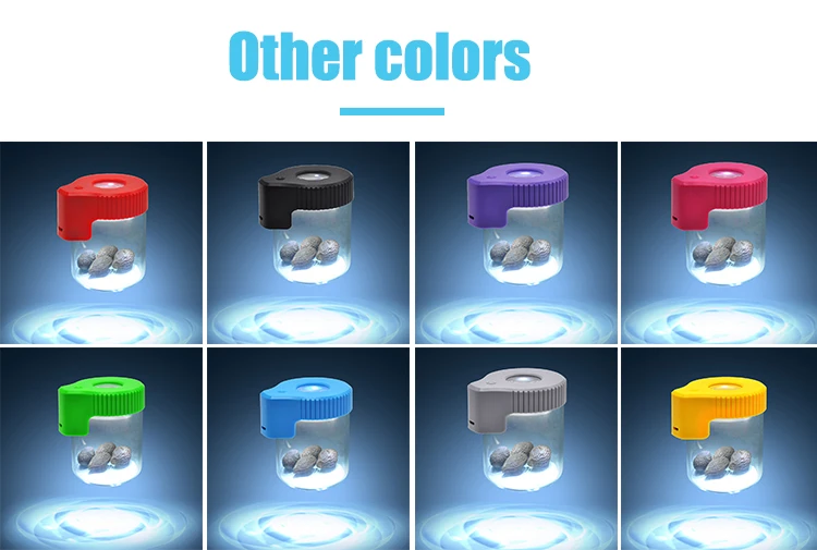 Hempacka Airtight Herb Weed Container Cookies Led Light Magnifying Weed Packaging Glass Jar