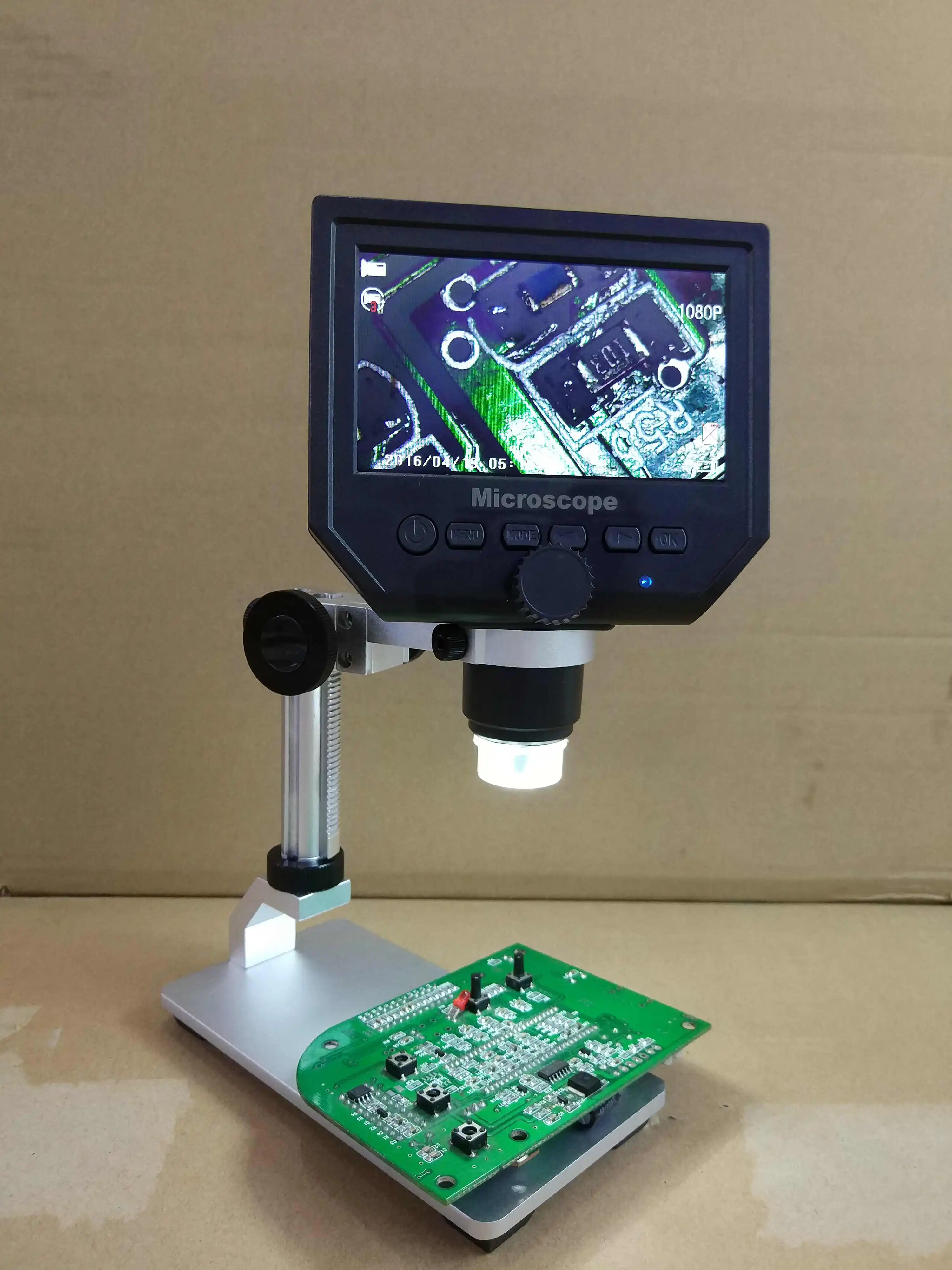 G600 HD Mobile Phone Repair Microscope 4.3 Inch 600X Digital Electron Microscope Black 
