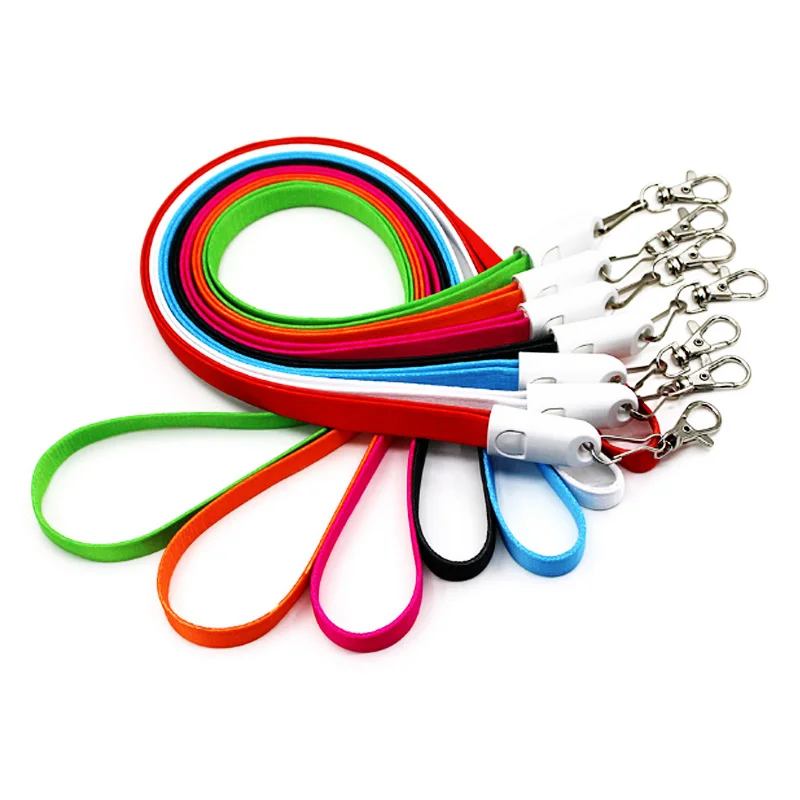 Usb Cable Polyester Keychain Card Printed Cheap Key Badge Medal Black Rope Strap Heat Transfer Charging Lanyard With Logo Custom