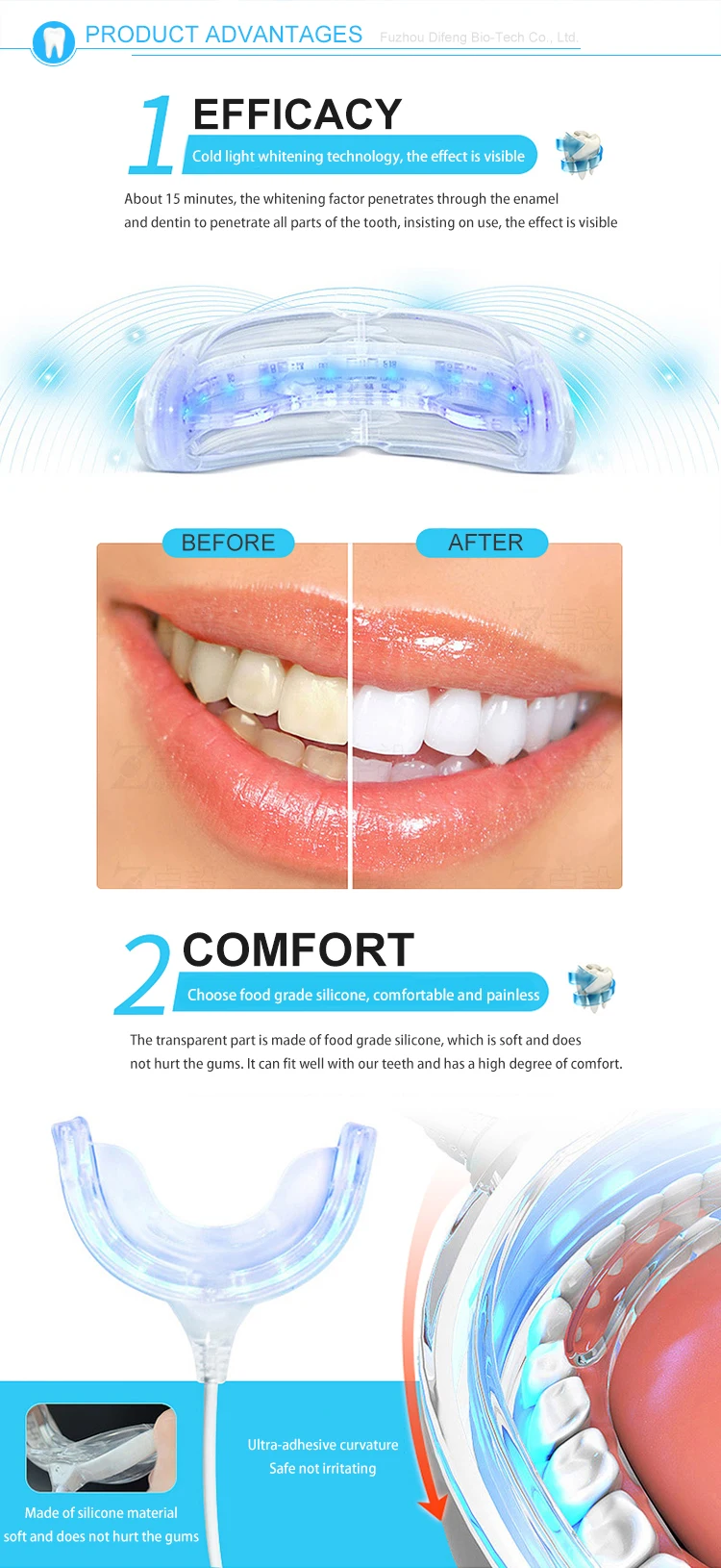 pre filled mouth tray teeth whitening kit for dental clinics