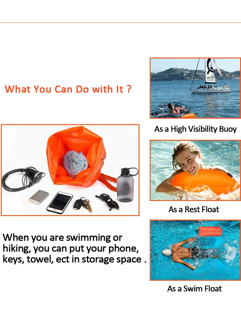 28l High Visible Ultralight Open Water Inflatable Swimming Gear Float