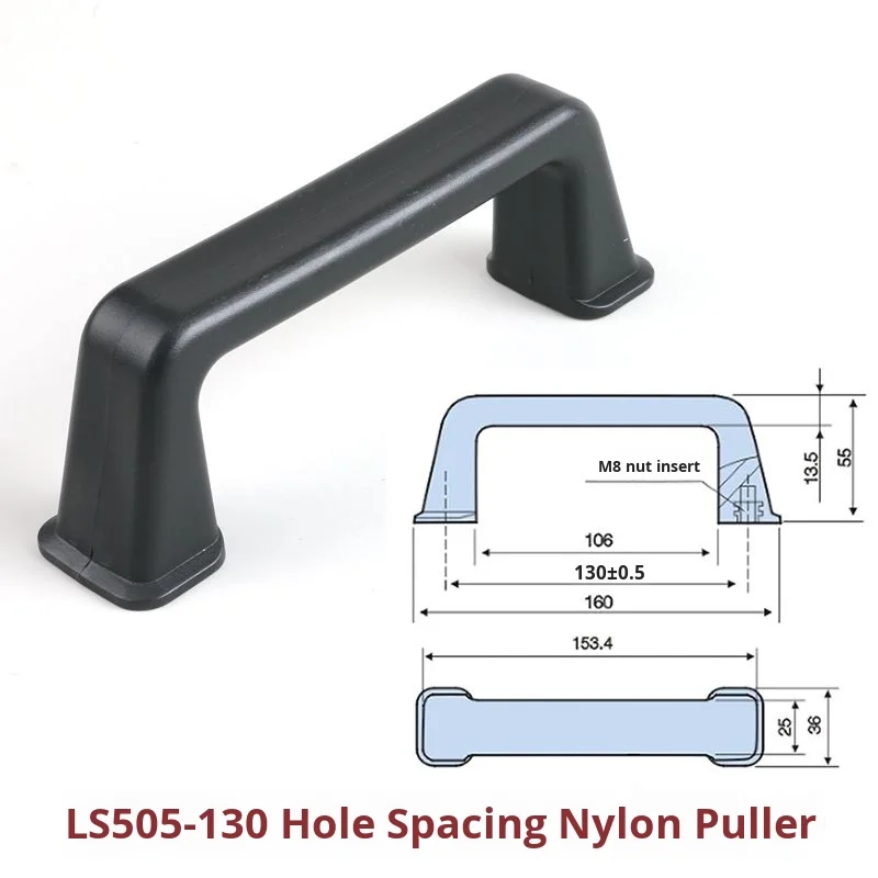 LS505 High Load-bearing Handle for Machinery Equipment 132MM Hole Distance Plastic Handle Iron Nut Inlay Cutting Available details