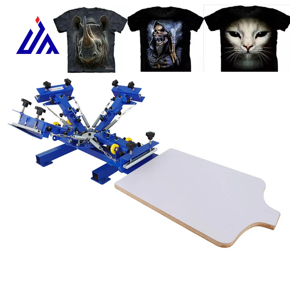 T-shirt  and  Clothes  Print  for  4 Color  and 1 Station  Manual Screen Printing Machine factory