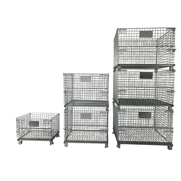 Warehouse Collapsible Storage Cargo Rigid Metal Box Wire Container  