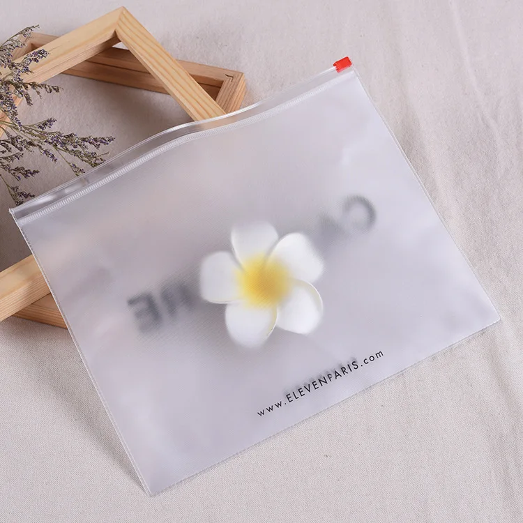 Zip Lock Custom Printed Clear Pvc Cosmetic Frosted Plastic Bag With