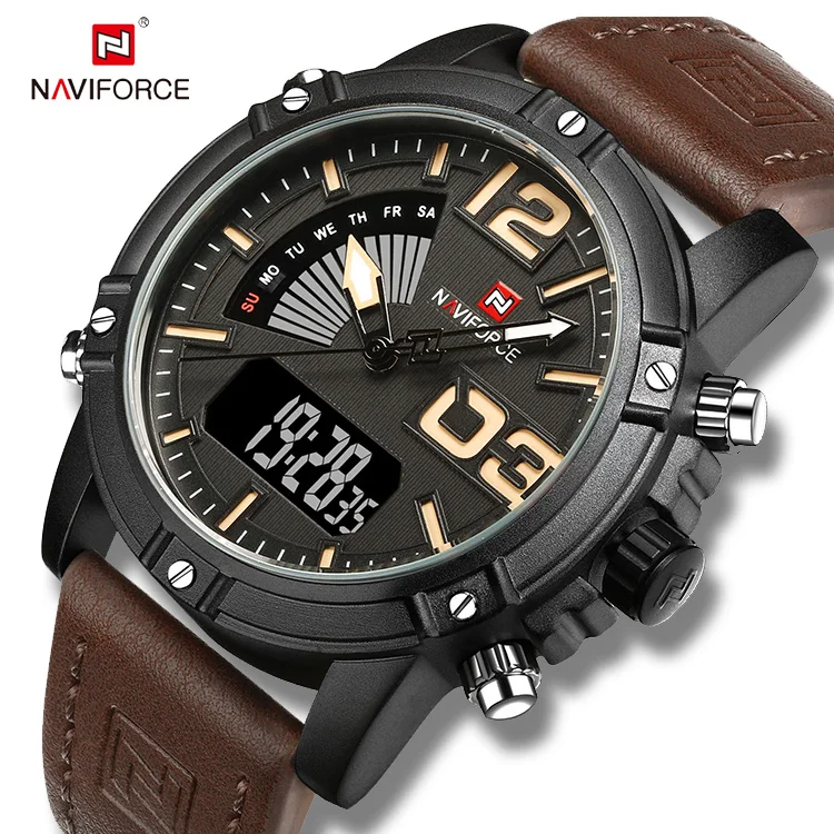 Naviforce leather watch best sale