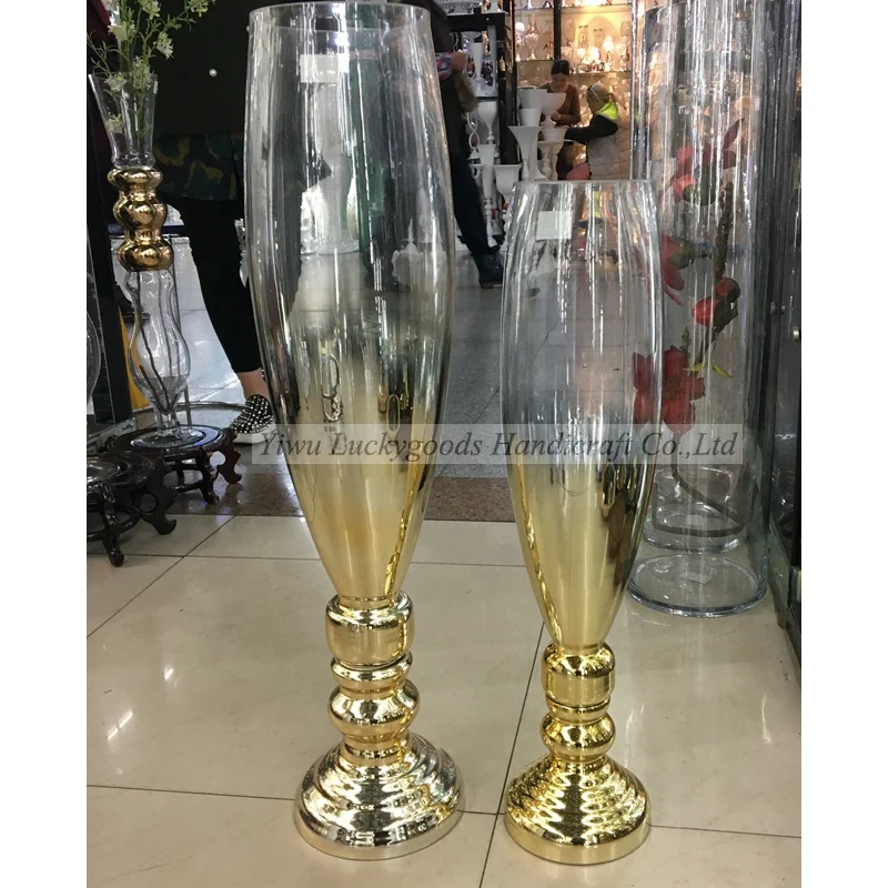 Lhp030 Wedding Table Center Decoration Gold Tall Trumpet Glass Vases Buy Tall Trumpet Glass