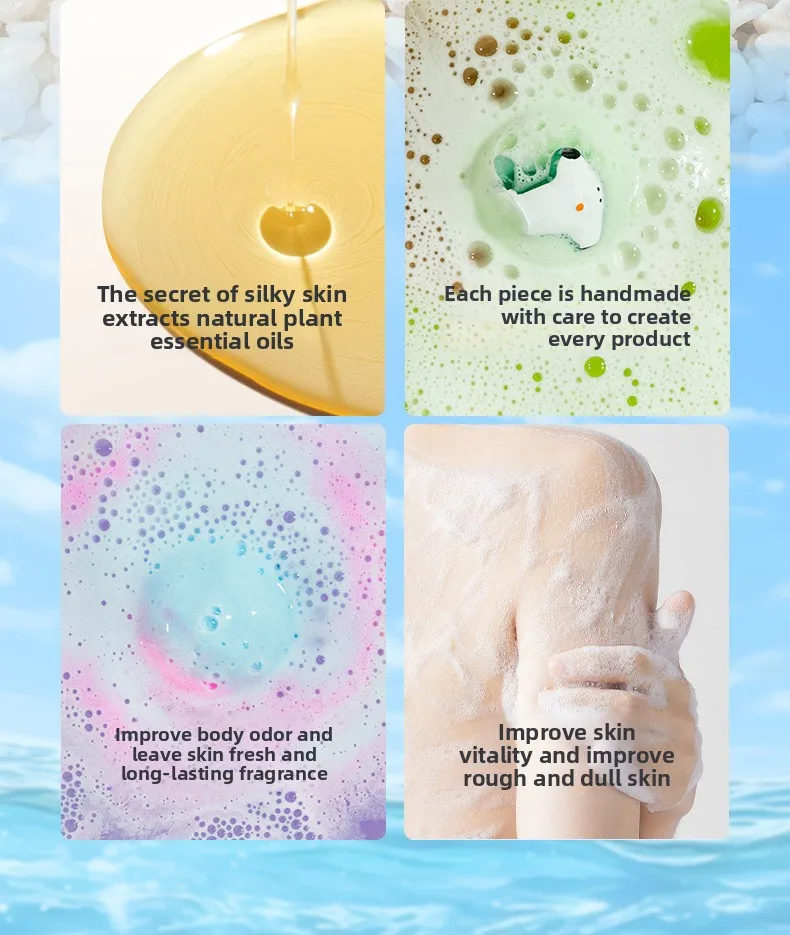 Handmade 60g*12 Children's Bath Fizzies Cross-Border Ocean-Themed Bath Salt Ball Set with Gift Box