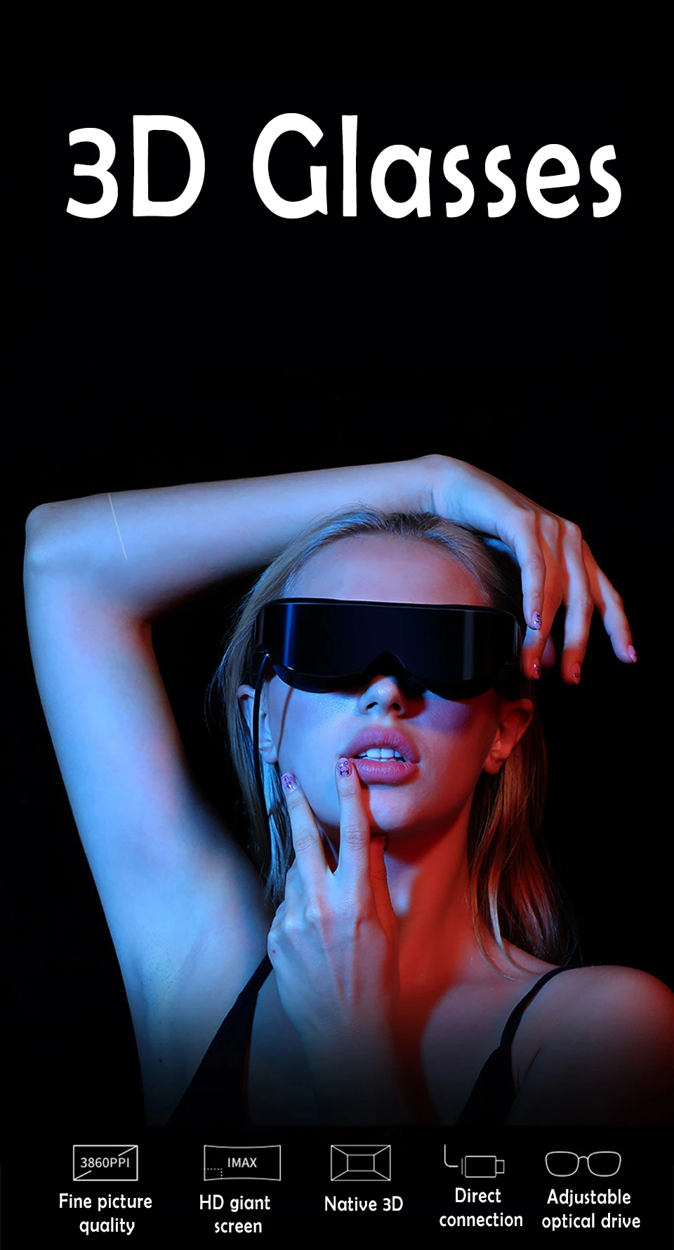 Small Moq Anaglyph 3D Glasses Custom Gaming Vr