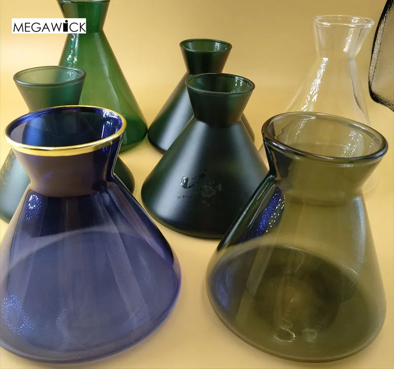 Home Air Freshener Frosted Green Glass Bottle Set,Candle Diffuser Room