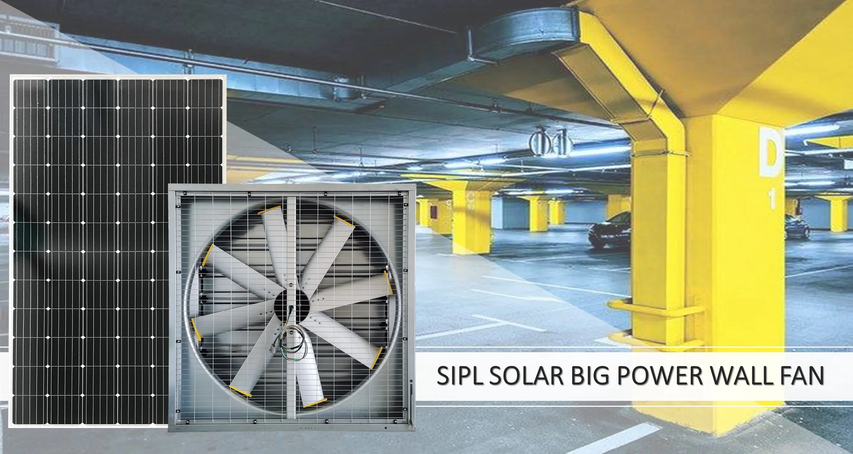 Underground Parking Air Ventilation Fan Solar Wall Mount Axial Flow Fan