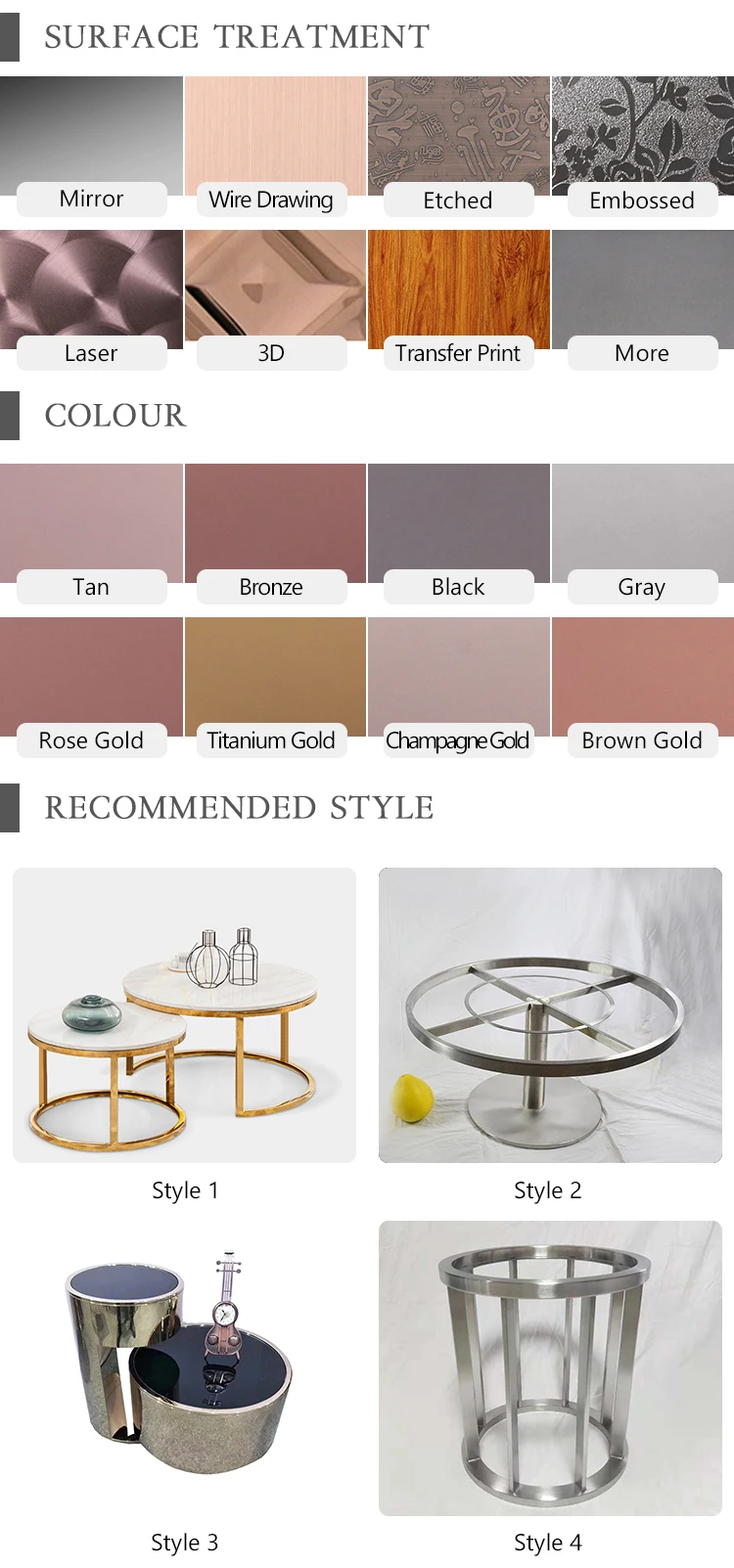 Custom New Design Stainless Steel Marble Top Coffee Table Modern Living Room Metal Furniture Table Base