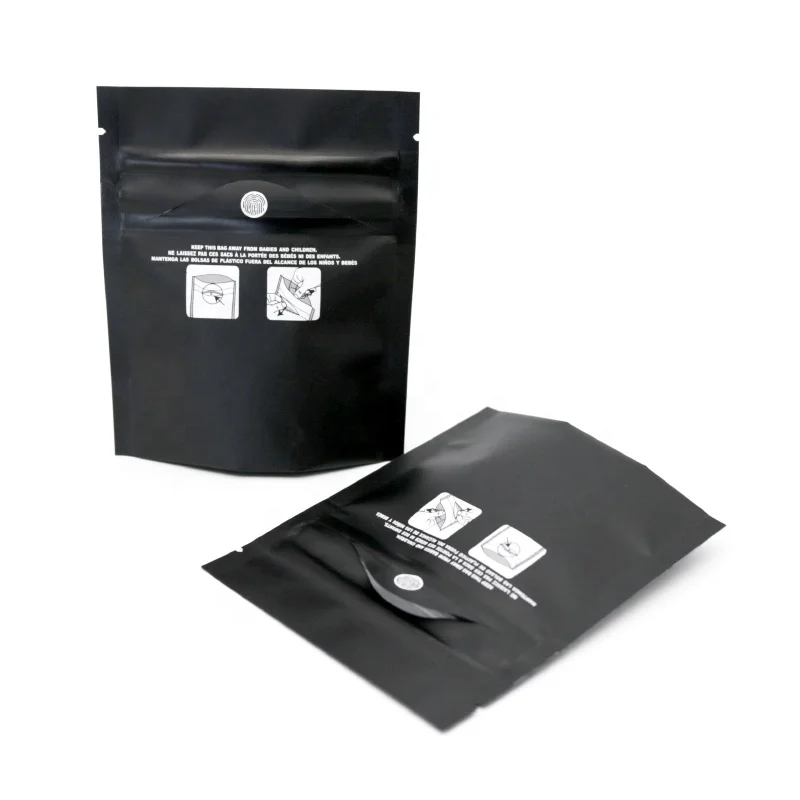 Custom Smell Proof Stand Up Ziplock Pouch Black Child Resistant Exit Mylar Bags In Stock Buy
