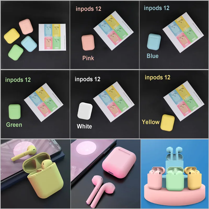 Lonvel Wholesale Colorful TWS i12 inpods 12 Wireless Earphones Frosted Feel Touch Control Tws Earbuds Macaron Bluetooth Earphone - ANKUX.COM