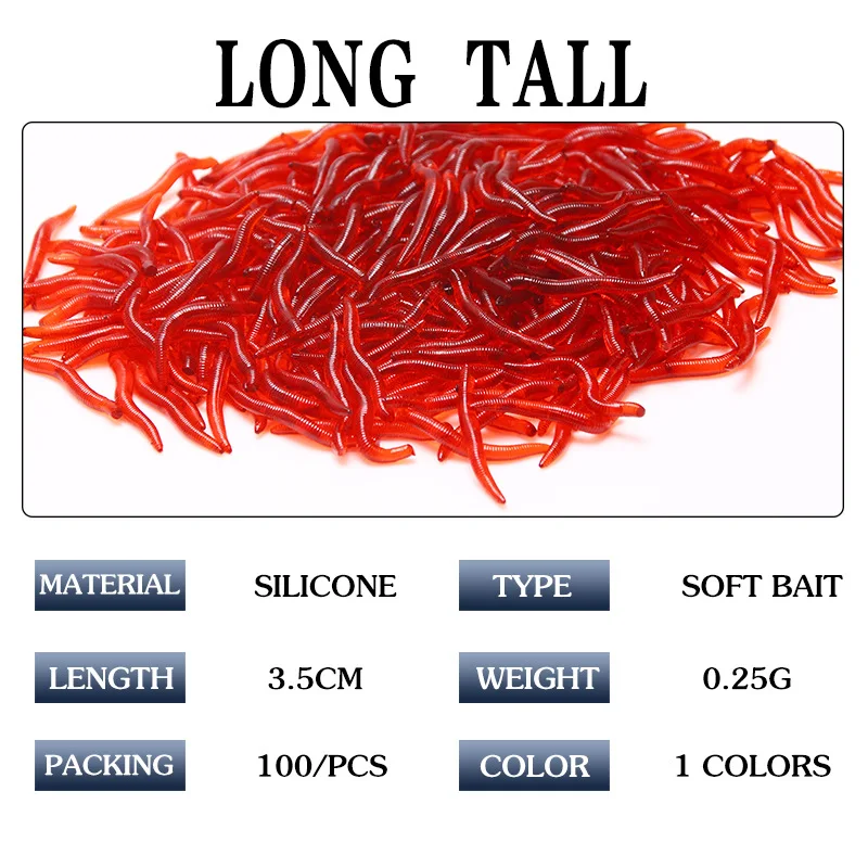 30mm length. Red Worms 20 x Artificial Fishing bait 