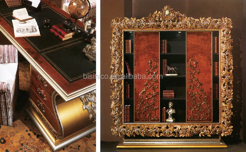 Luxury European Style Handmade Fine Antique Bibliotheque Sliding Door Library Bookcase