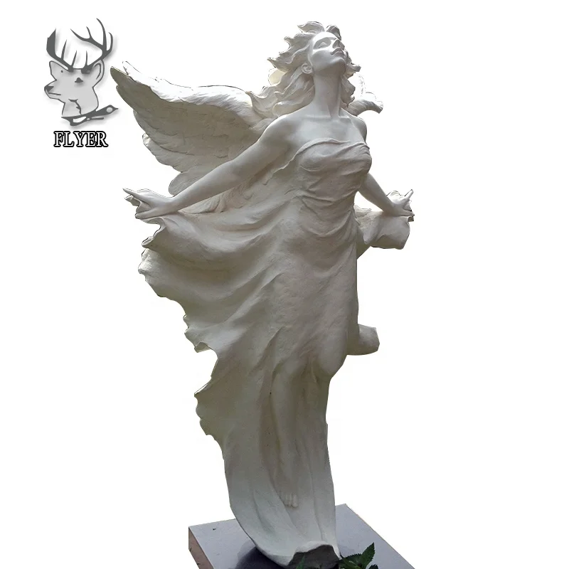 Outdoor Decoration Life Size Weeping Angel Statues Marble Stone Carving