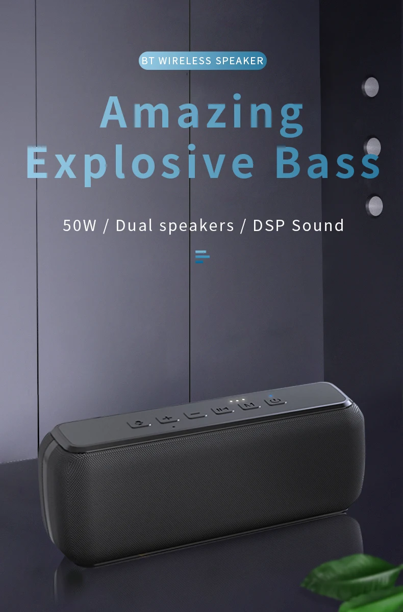 6600mAh subwoofer 50W Deep Bass Dual Speakers/Ai wireless speaker Support TF Card/Stereo DSP Smart Voice Wireless Speaker - ANKUX Tech Co., Ltd