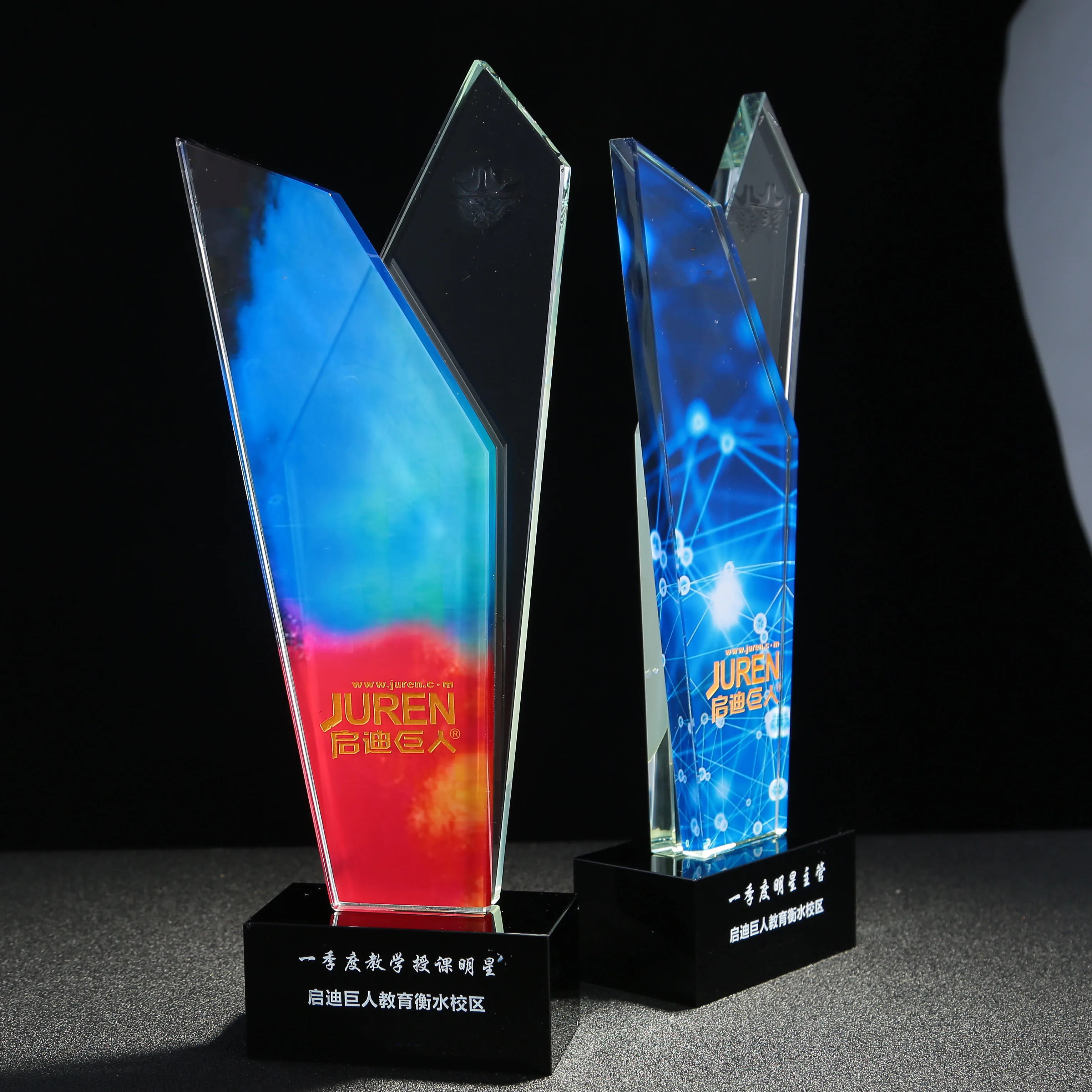 product manufacturer professional custom k9 crystal material high quality color printing crystal award glass trophy-31