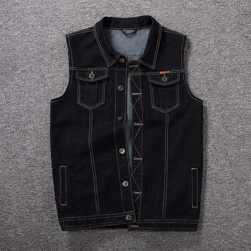 big and tall black denim vest