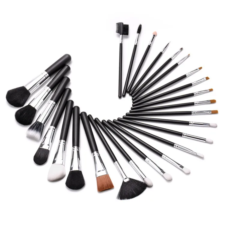 Melason High Quality 25pcs Custom Natural Synthetic Hair 25pcs Makeup Brush Set Belt Private label Makeup Kit Can Print Logo