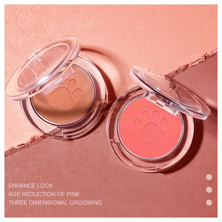 MS 10 Colors Cat Paw Shape Natural Custom Logo Long Lasting Cosmetic Powder Wholesale Private Label Palette Blush