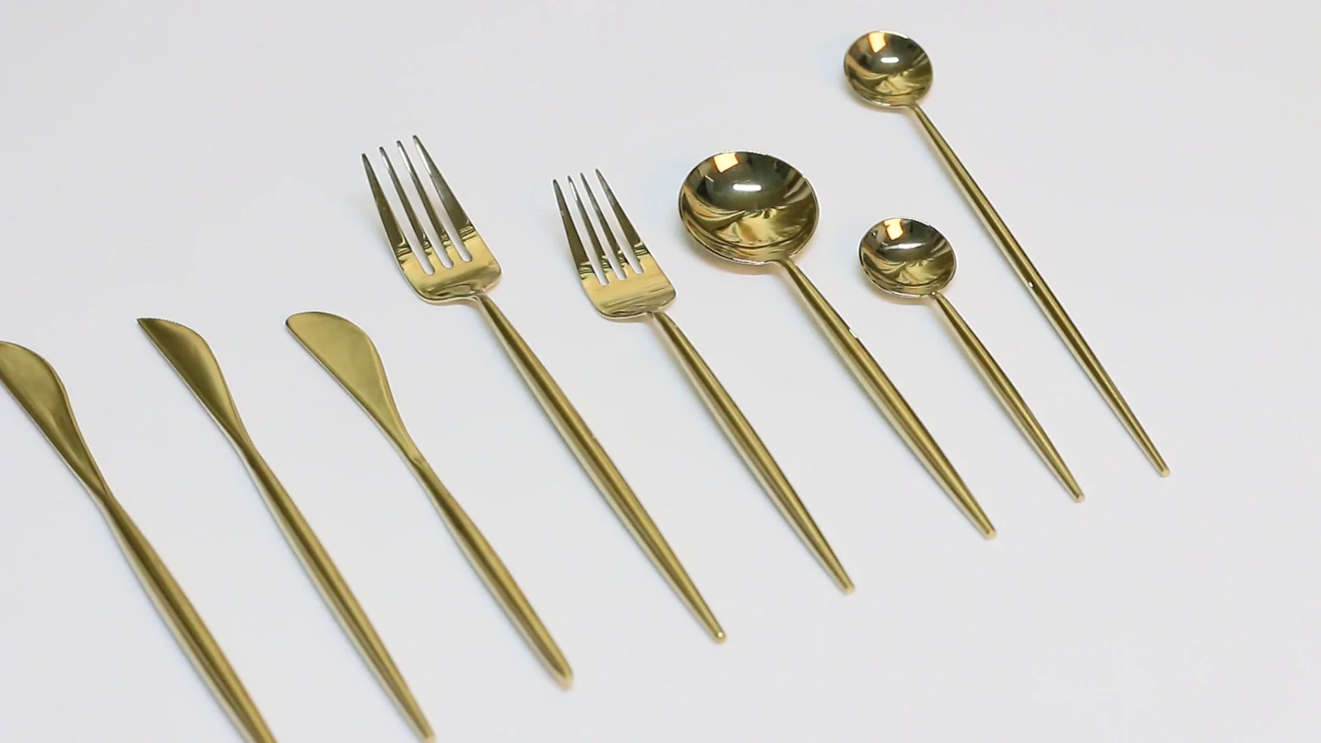 Hot Selling Korean Style Cutlery Set Stainless Steel Gold Color Spoons