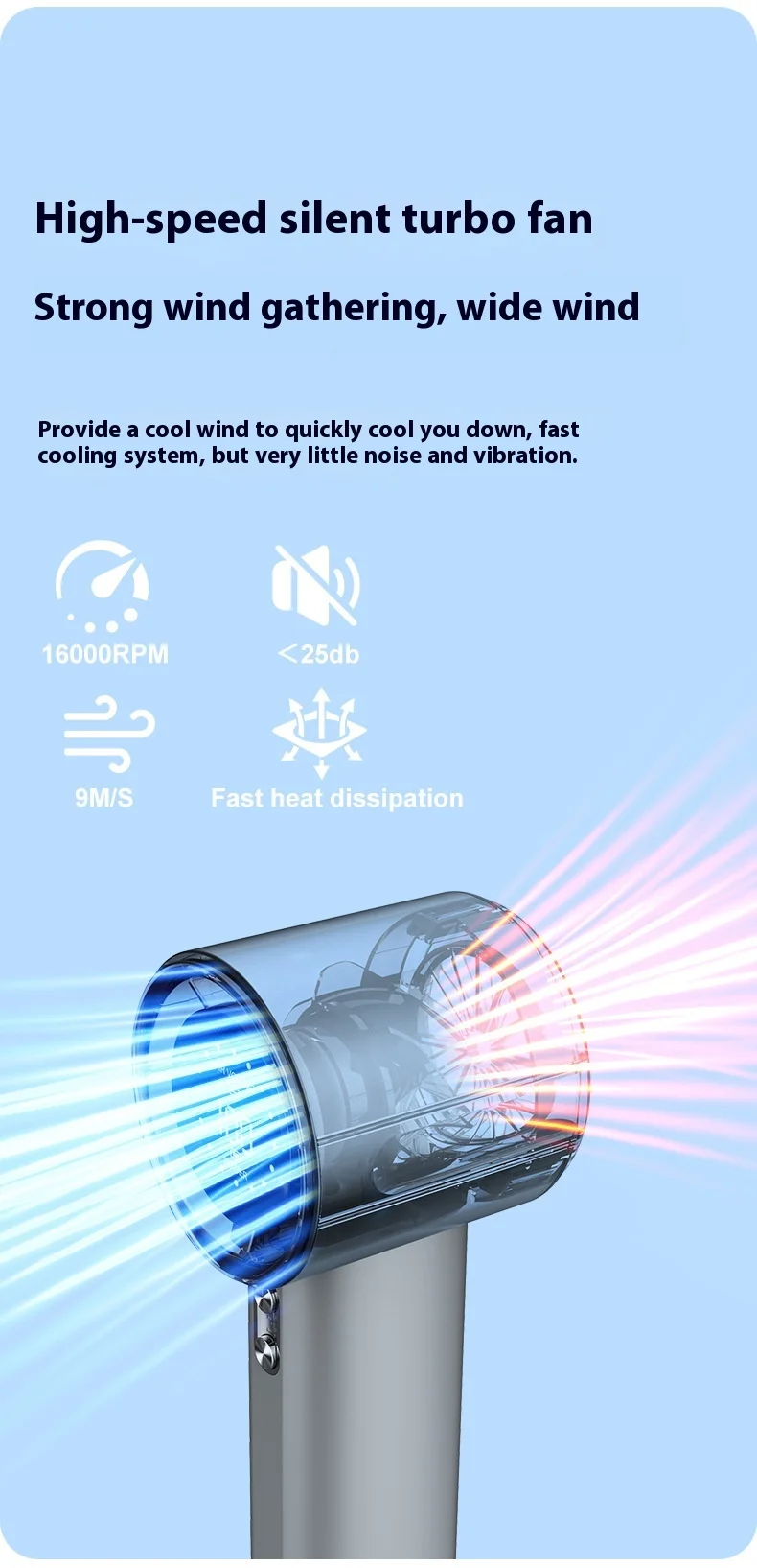 Handheld Foldable Portable Fan, USB, 4000mAh - detail 6