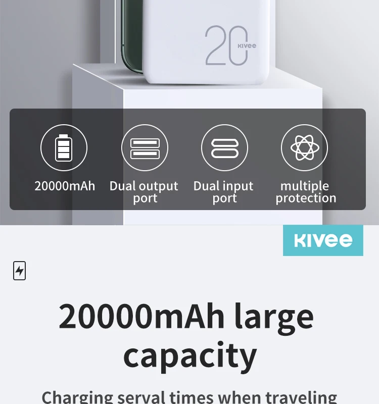 KIVEE Mobile Power Bank 20000mAh portable charger external Battery 20000 mAH power banks - ANKUX.COM