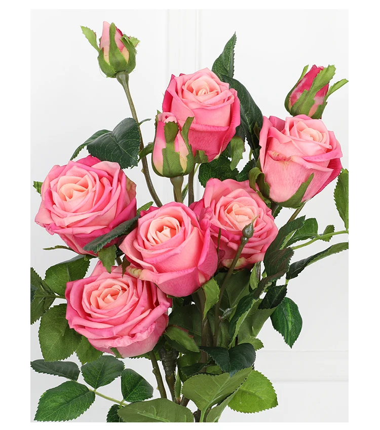 Factory Long Stem Artificial Rose Flowers French Rose Wedding Flower