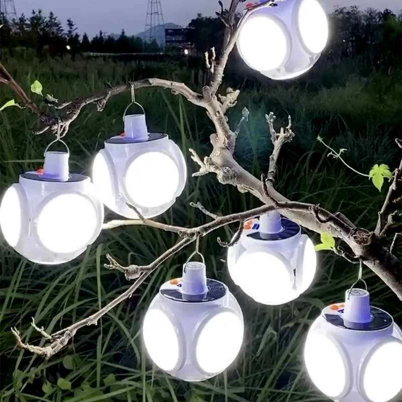 Details about   80000lm Solar Work Light Lanterns USB Recharge Light Bulb Night Market Lamp