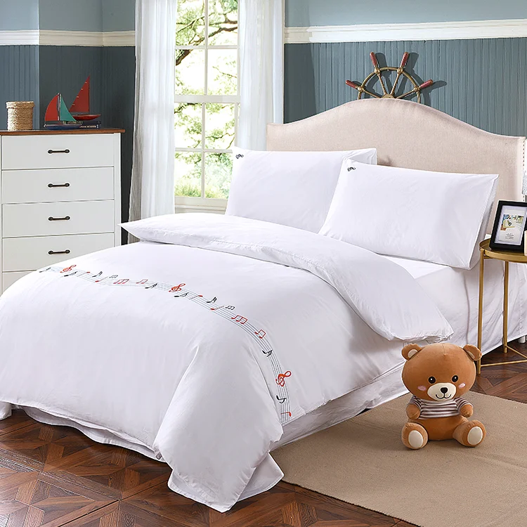 Wholesale European Luxury Jacquard 100 Cotton White Bed Linen King