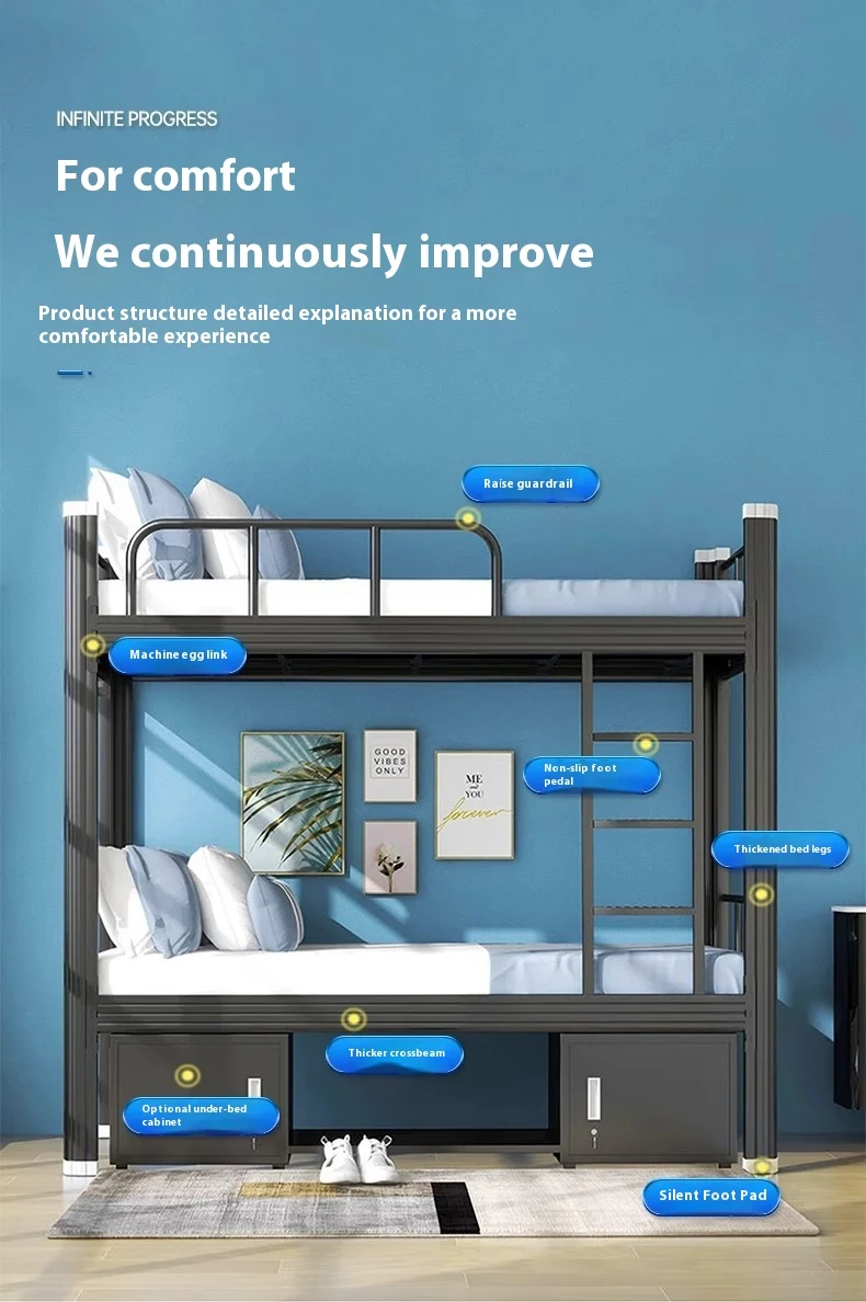 product hot sell metal bunk bed frame double bed for adults worker twin metal frame for boys used bunk beds for sale-3