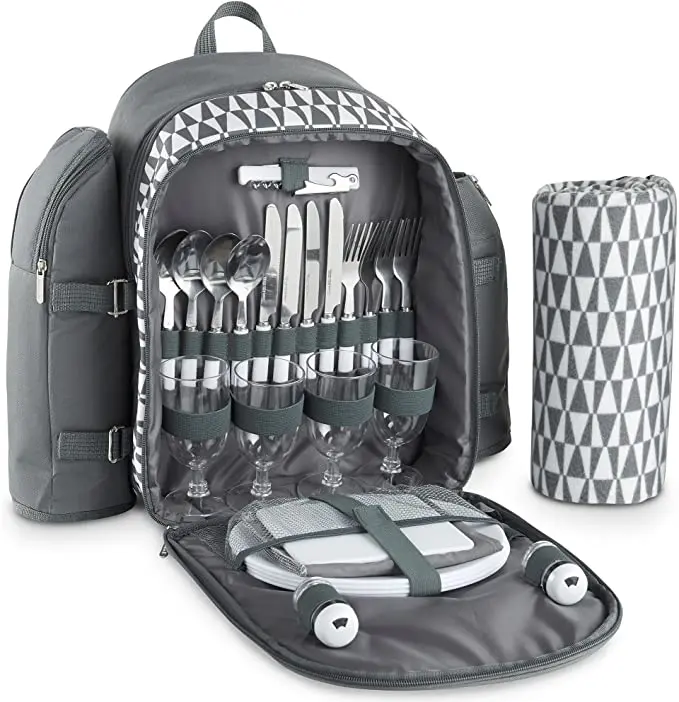 picnic backpack set for 4