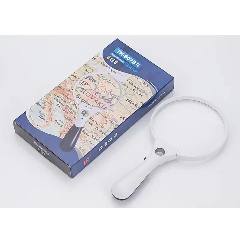 Extra Large Led Handheld Magnifying Glass With Light 2x 4x 10x Lens